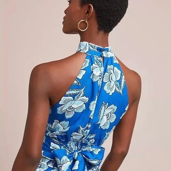 NEW Maeve By Anthropologie Alyssa Floral 2 Piece Halter Top & Midi Skirt Set 8 - Picture 4 of 13